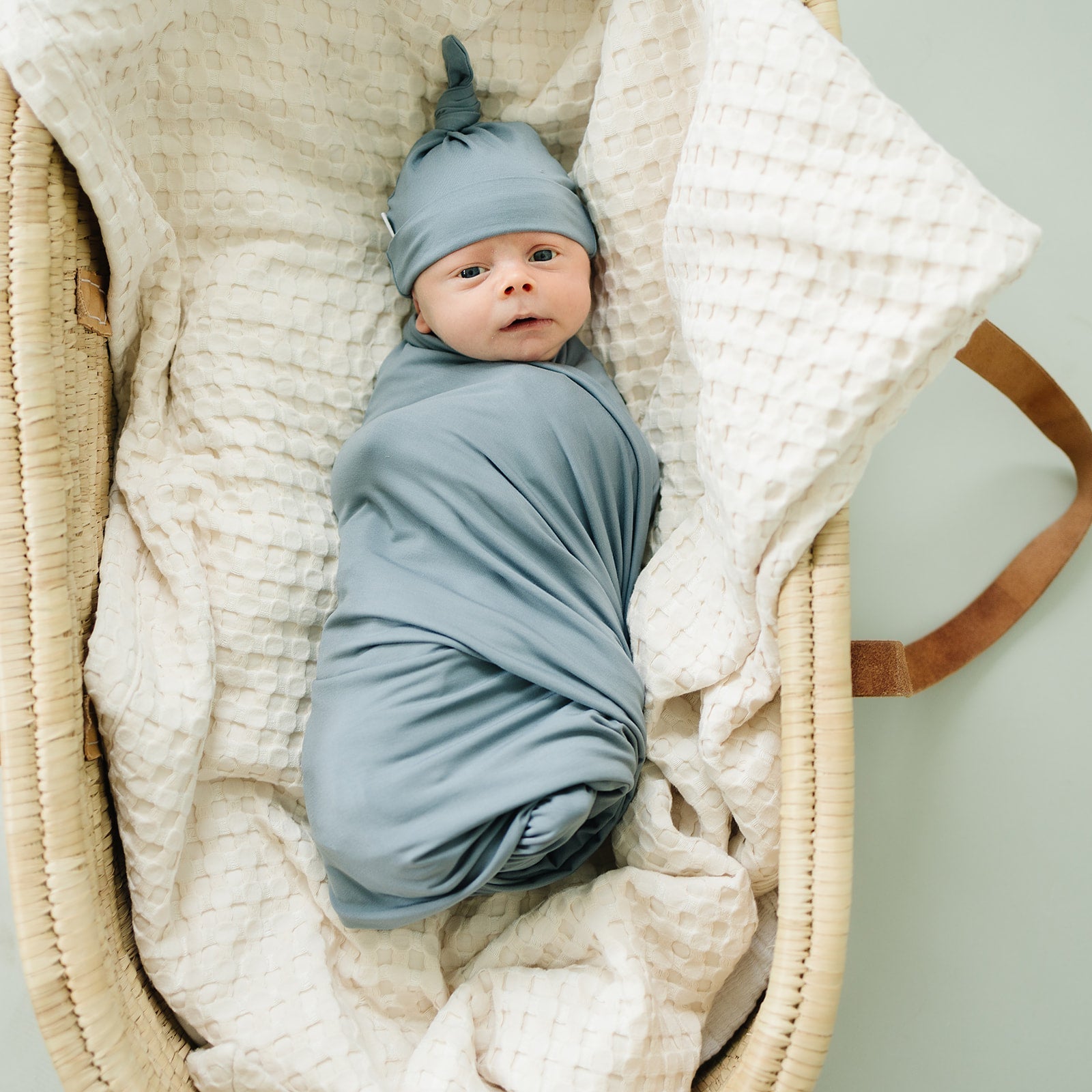 Mebie Baby Dusty Blue Bamboo Newborn Knot Hat - 