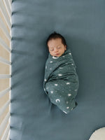 Mebie Baby Dusty Blue Bamboo Stretch Crib Sheet - 