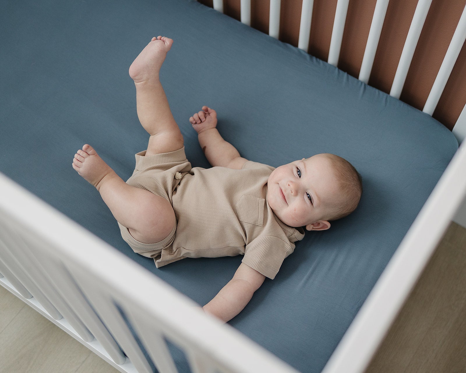 Mebie Baby Dusty Blue Bamboo Stretch Crib Sheet - 