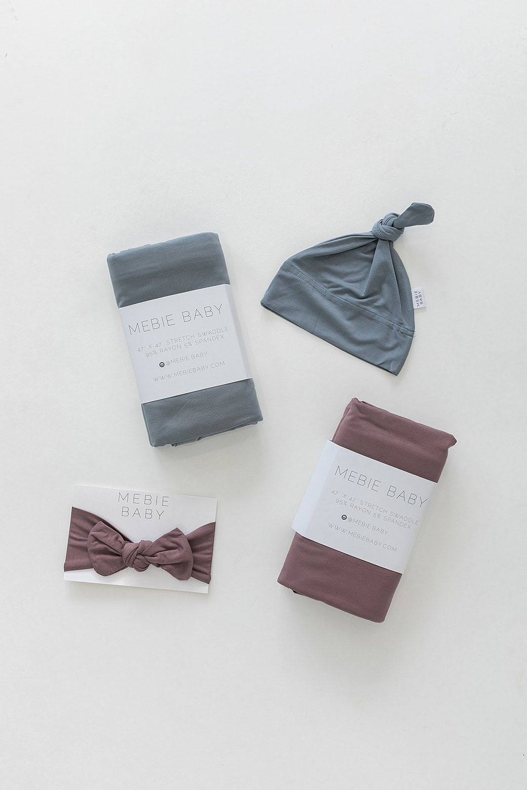 Mebie Baby Dusty Blue Bamboo Stretch Swaddle - 
