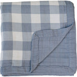 Mebie Baby Dusty Blue Gingham + Dusty Blue Muslin Quilt - 