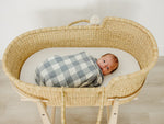 Mebie Baby Dusty Blue Gingham Muslin Swaddle Blanket 100 Percent Cotton - 