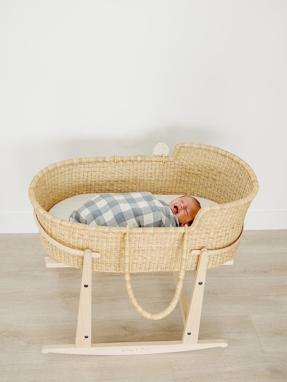 Mebie Baby Dusty Blue Gingham Muslin Swaddle Blanket 100 Percent Cotton - 
