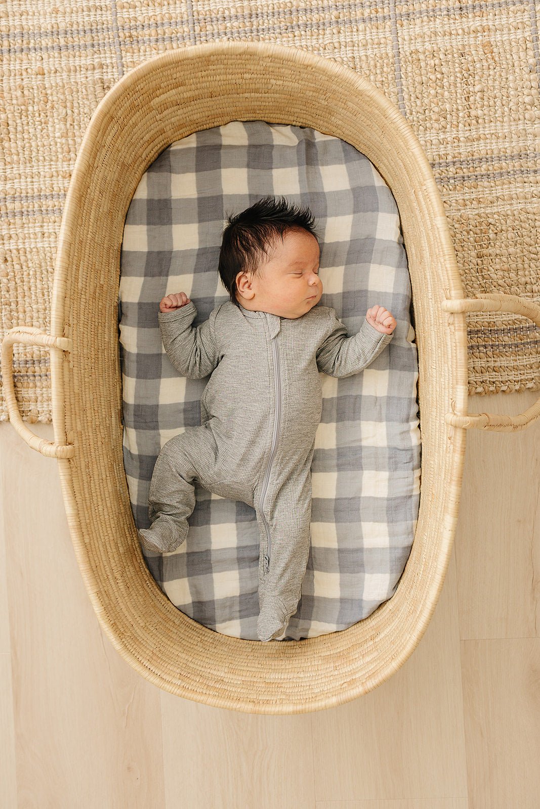 Mebie Baby Dusty Blue Gingham Muslin Swaddle Blanket 100 Percent Cotton - 