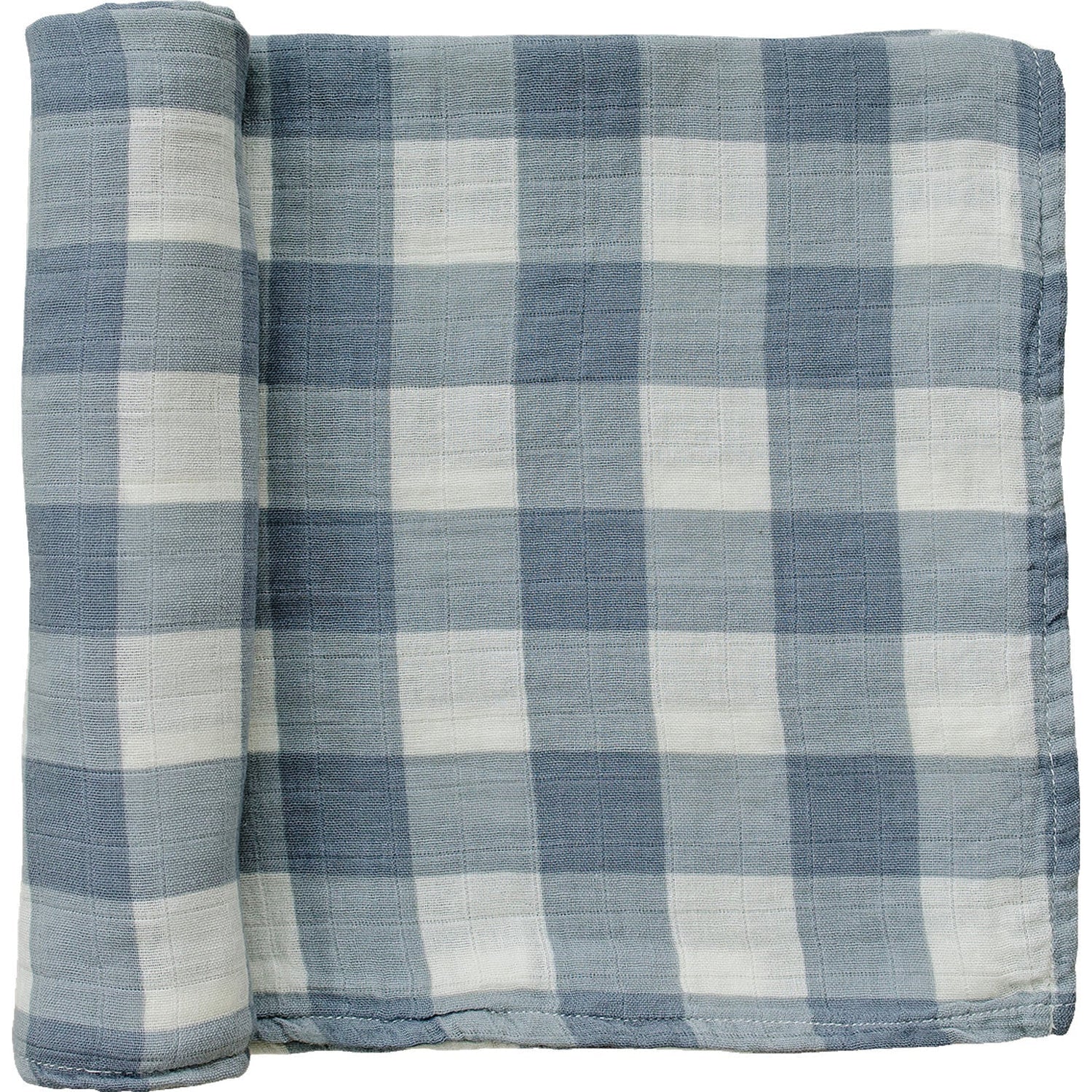 Mebie Baby Dusty Blue Gingham Muslin Swaddle Blanket 100 Percent Cotton - 