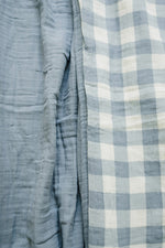 Mebie Baby Dusty Blue Gingham Twin Muslin Quilt - 