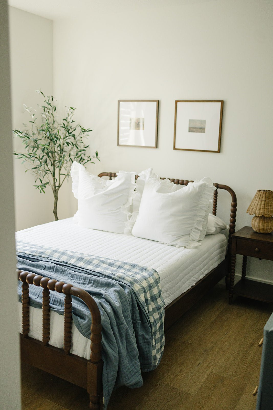 Mebie Baby Dusty Blue Gingham Twin Muslin Quilt - 