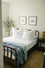 Mebie Baby Dusty Blue Gingham Twin Muslin Quilt - 