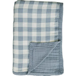 Dusty Blue Gingham Twin Muslin Quilt - Textile, Linens, Plaid, Tartan, Scarf | Everetts Place