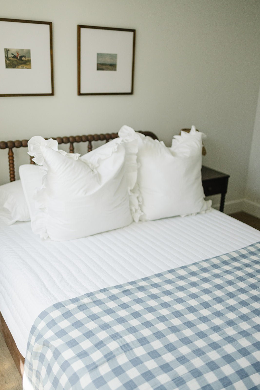 Mebie Baby Dusty Blue Gingham Twin Muslin Quilt - 