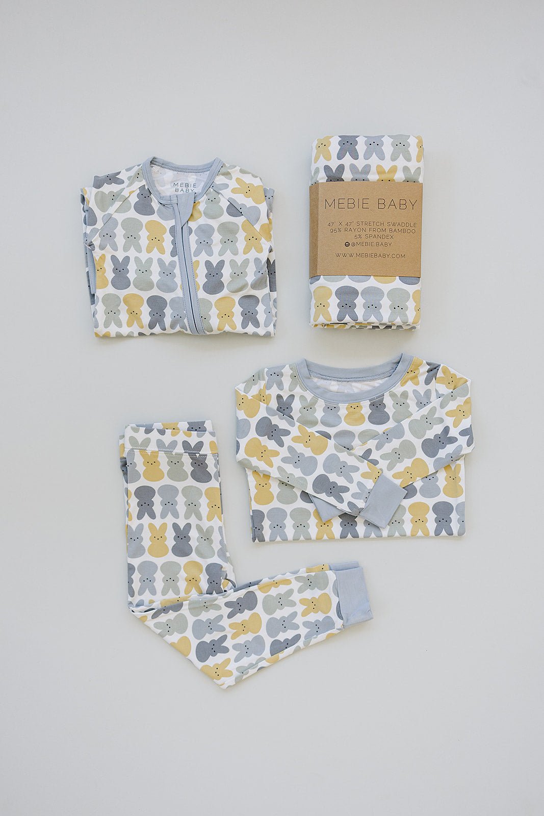 Mebie Baby Dusty Blue Peep Bamboo Cozy Sleep Set For Babies And Kids By Mebie Baby - 