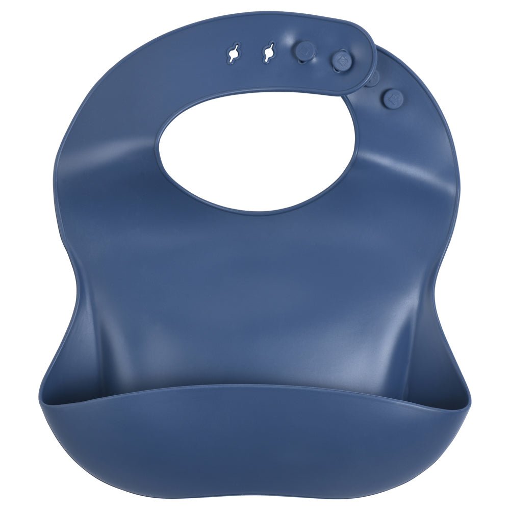 Three Little Tots Dusty Blue Silicone Bib - 