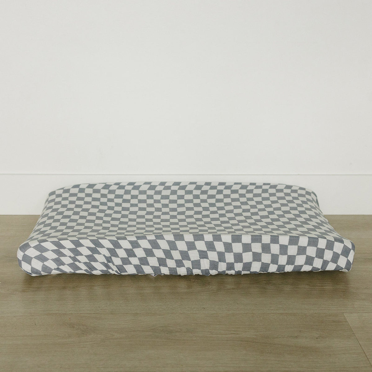 Mebie Baby Dusty Blue Wavy Checkered Muslin Changing Pad Cover for Baby - 