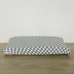 Mebie Baby Dusty Blue Wavy Checkered Muslin Changing Pad Cover for Baby - 