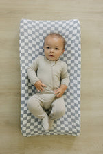 Mebie Baby Dusty Blue Wavy Checkered Muslin Changing Pad Cover for Baby - 