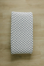 Mebie Baby Dusty Blue Wavy Checkered Muslin Changing Pad Cover for Baby - 