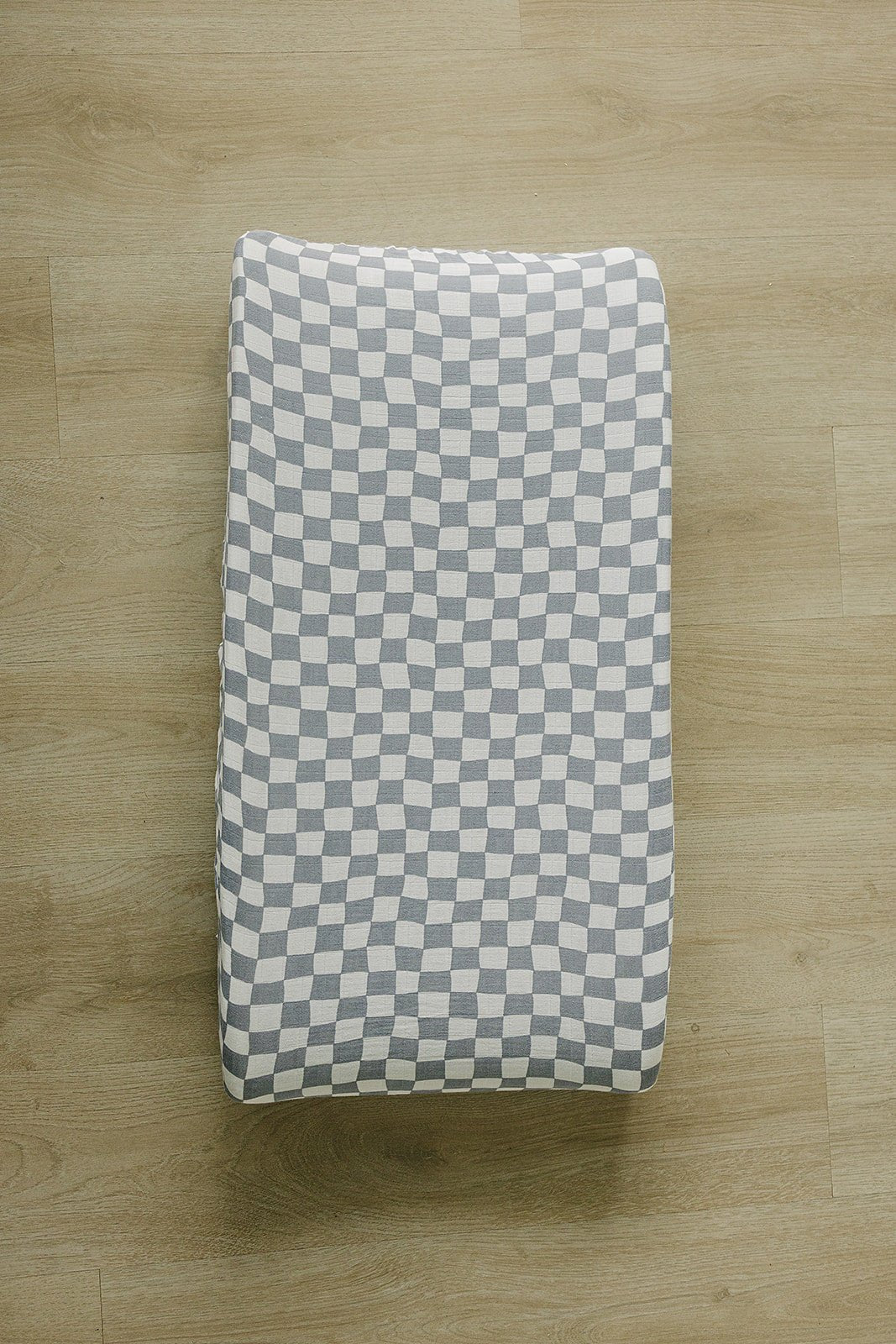 Mebie Baby Dusty Blue Wavy Checkered Muslin Changing Pad Cover for Baby - 