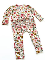 Harp Angel Boutique Dusty Pink Floral Baby Pajamas | Ruffle Zipper Romper - 