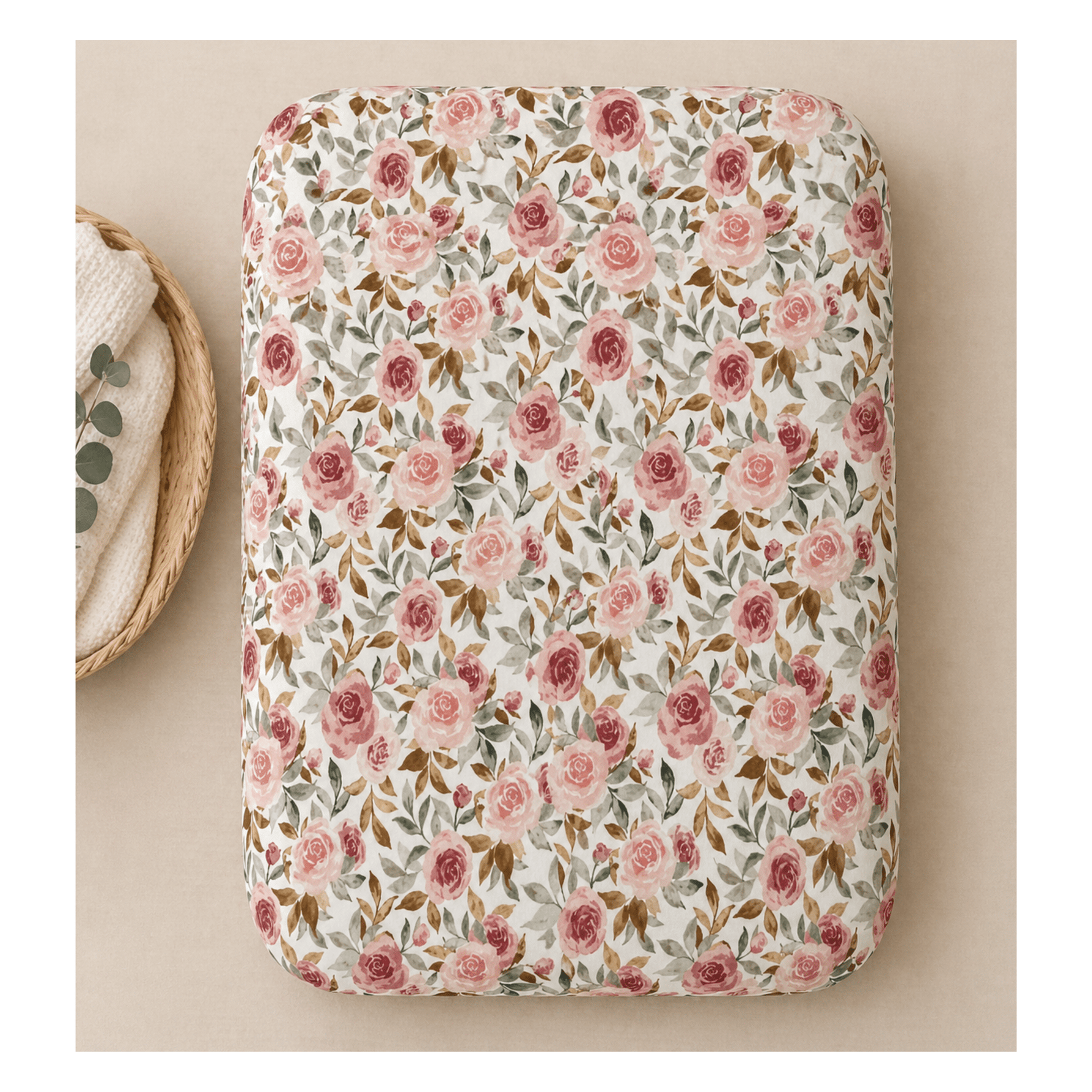 Harp Angel Boutique Dusty Pink Floral Bamboo Changing Pad Cover Everetts Place