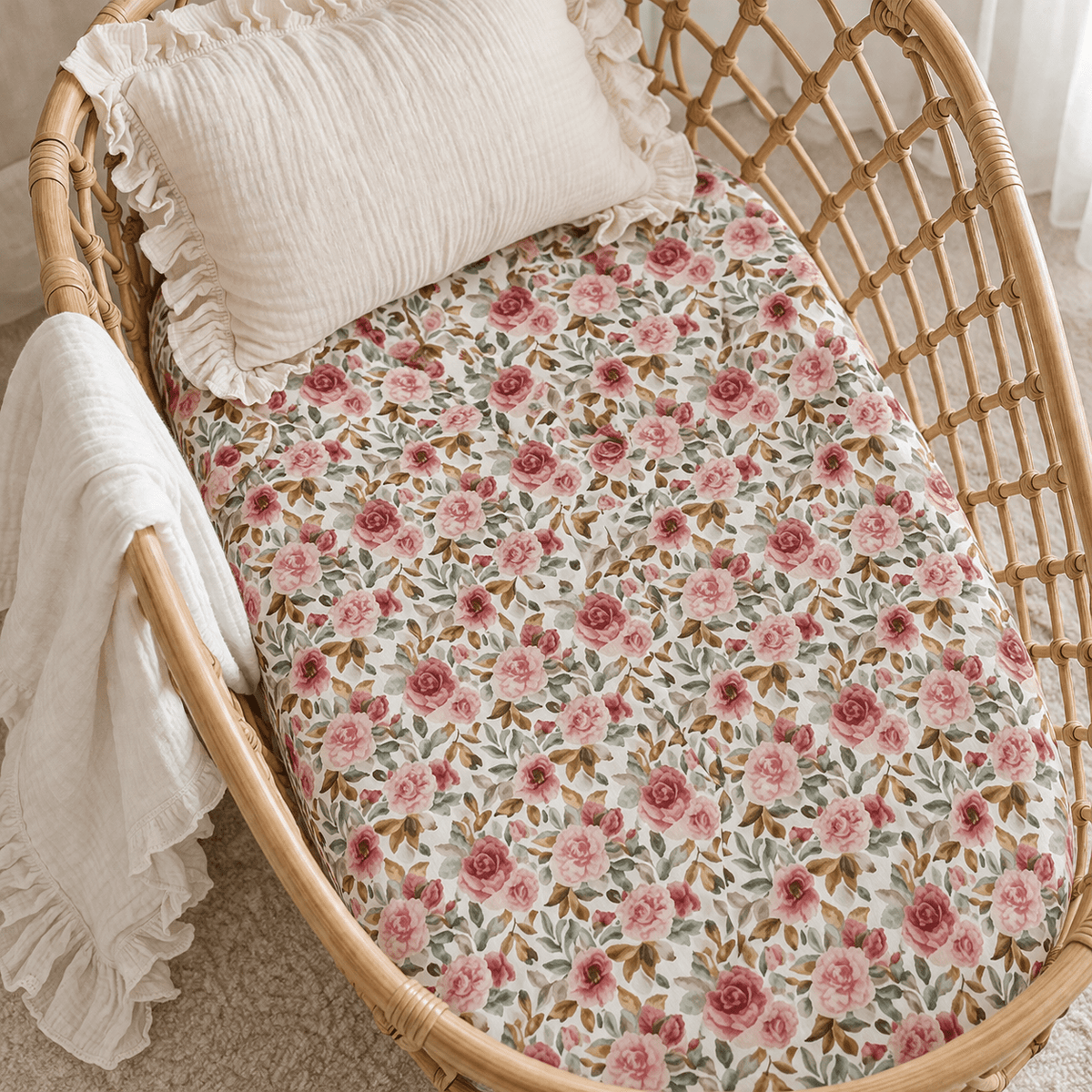 Harp Angel Boutique Dusty Pink Floral Bamboo Changing Pad Cover Everetts Place
