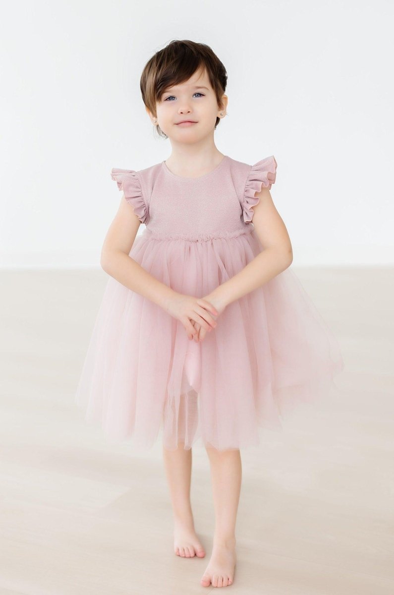 Mila & Rose ® Dusty Pink Shimmer Tutu Dress Flutter Sleeves Princess - 