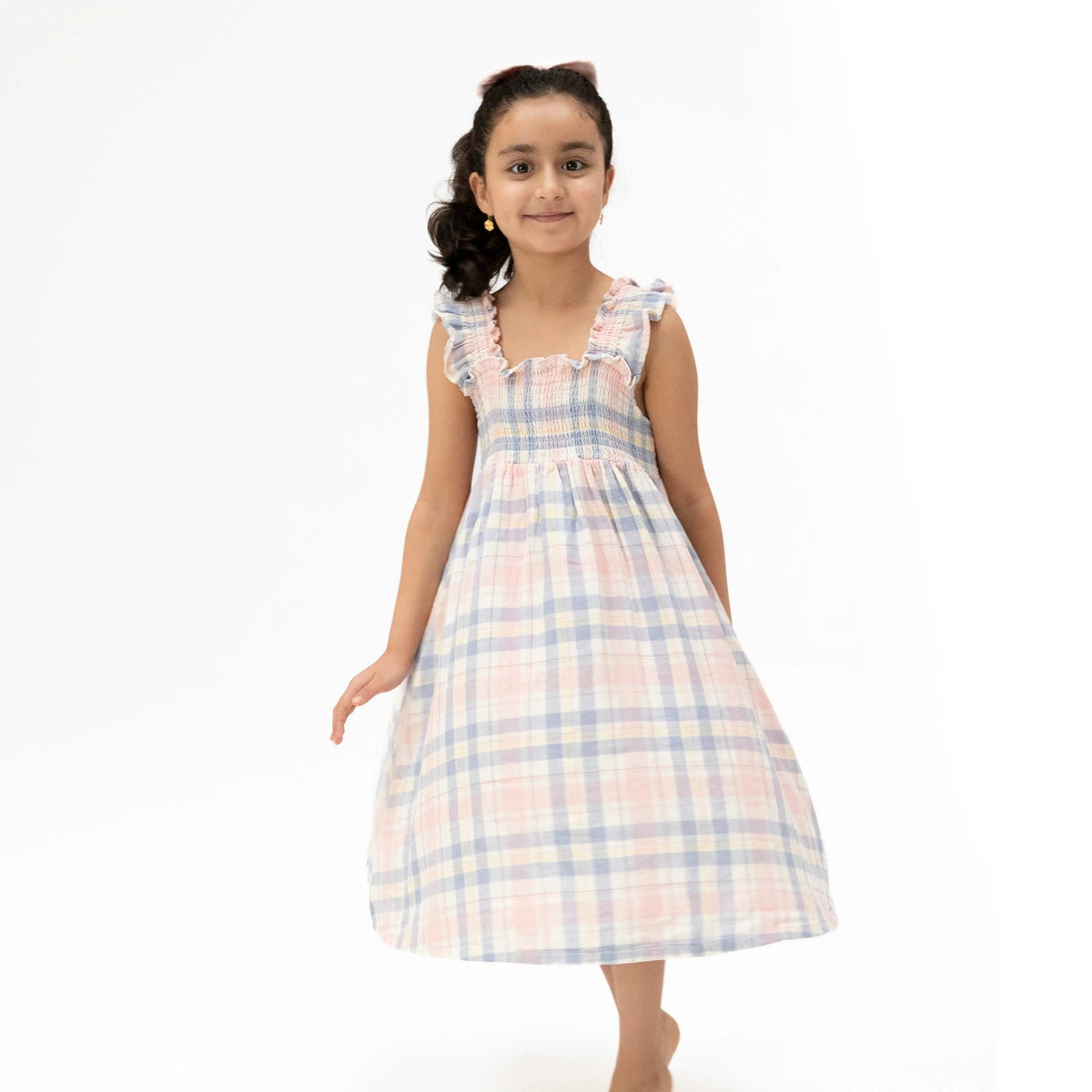 Angel Dear Dusty Plaid - Smocked Sundress with Bloomer - 