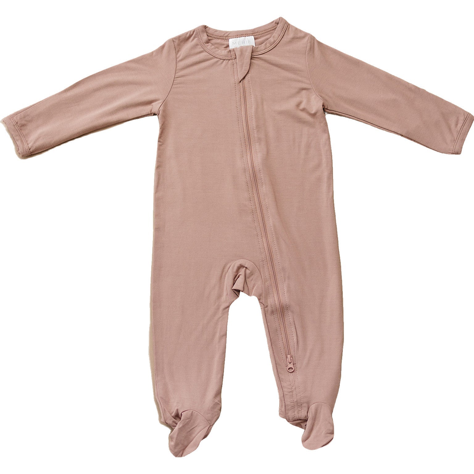 Mebie Baby Dusty Rose Bamboo Footed Zipper - 
