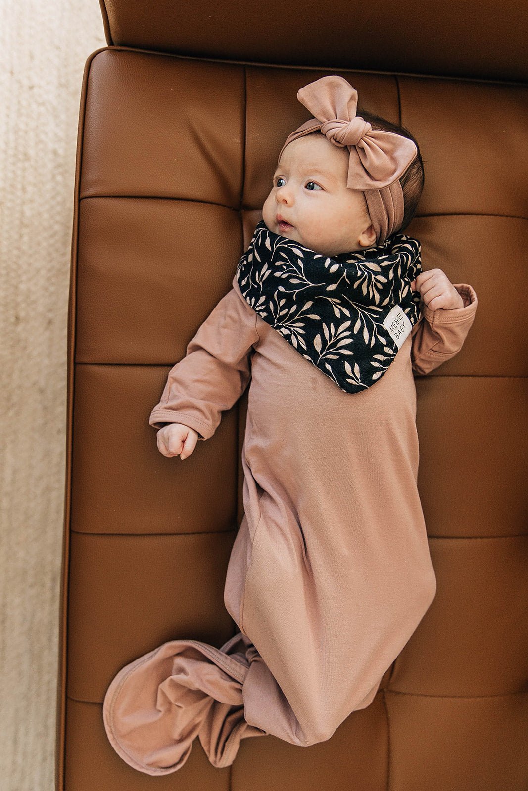 Mebie Baby Dusty Rose Bamboo Rayon Knot Gown 0 To 3 Months Unisex Baby - 