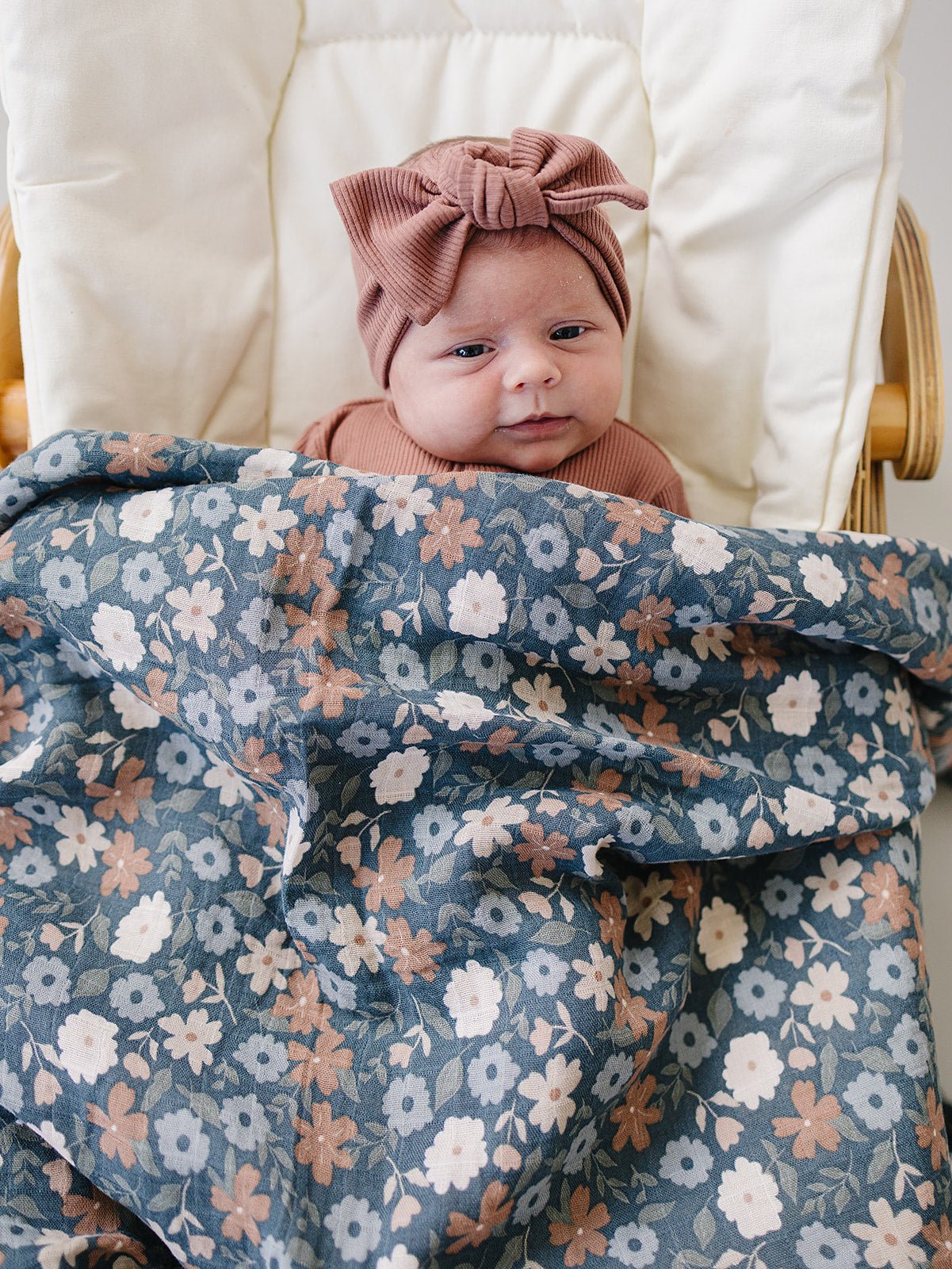 Mebie Baby Dusty Rose Organic Cotton Ribbed Head Wrap - 