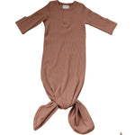 Mebie Baby Dusty Rose Organic Cotton Ribbed Knot Gown - 