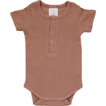 Mebie Baby Dusty Rose Organic Cotton Ribbed Snap Bodysuit - 