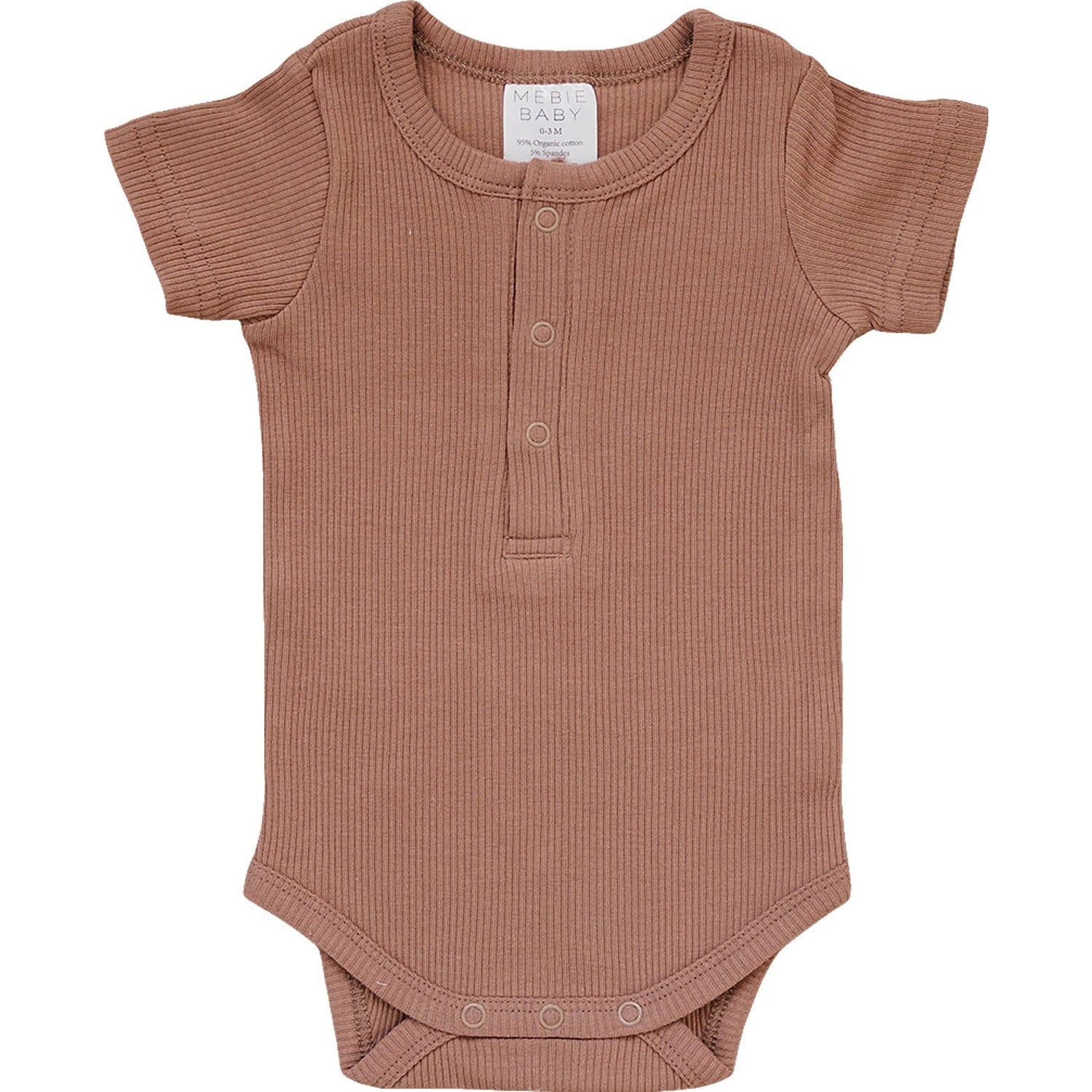 Mebie Baby Dusty Rose Organic Cotton Ribbed Snap Bodysuit - 