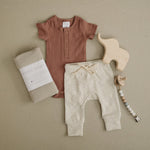 Mebie Baby Dusty Rose Organic Cotton Ribbed Snap Bodysuit - 