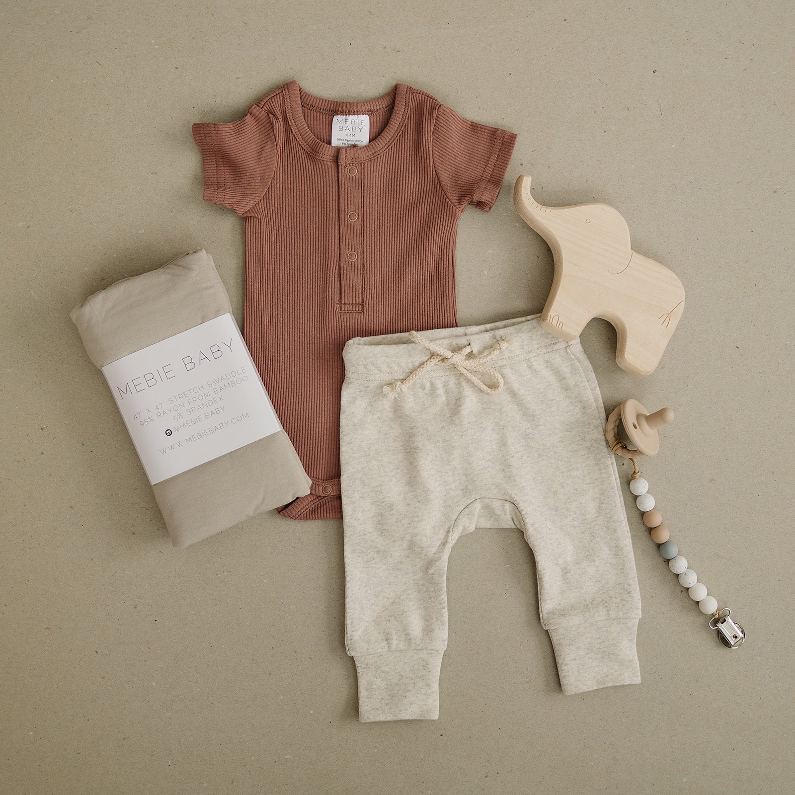 Mebie Baby Dusty Rose Organic Cotton Ribbed Snap Bodysuit - 