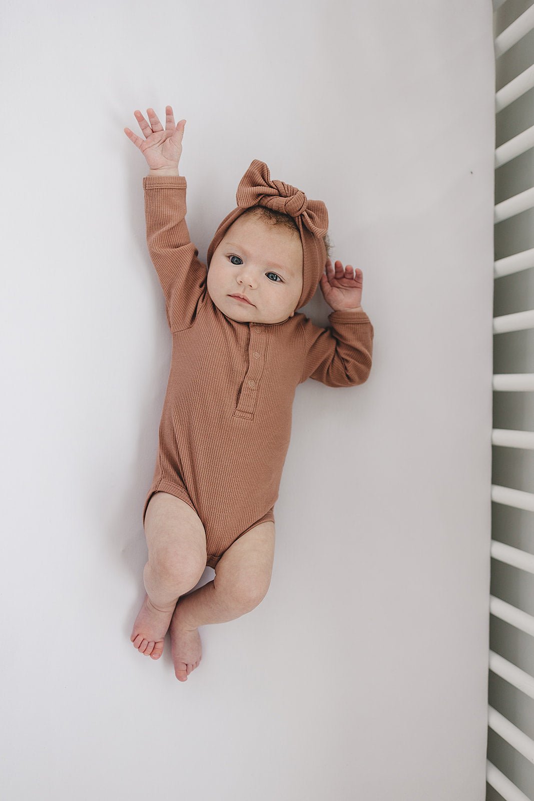 Mebie Baby Dusty Rose Organic Snap Long Sleeve Ribbed Bodysuit - 