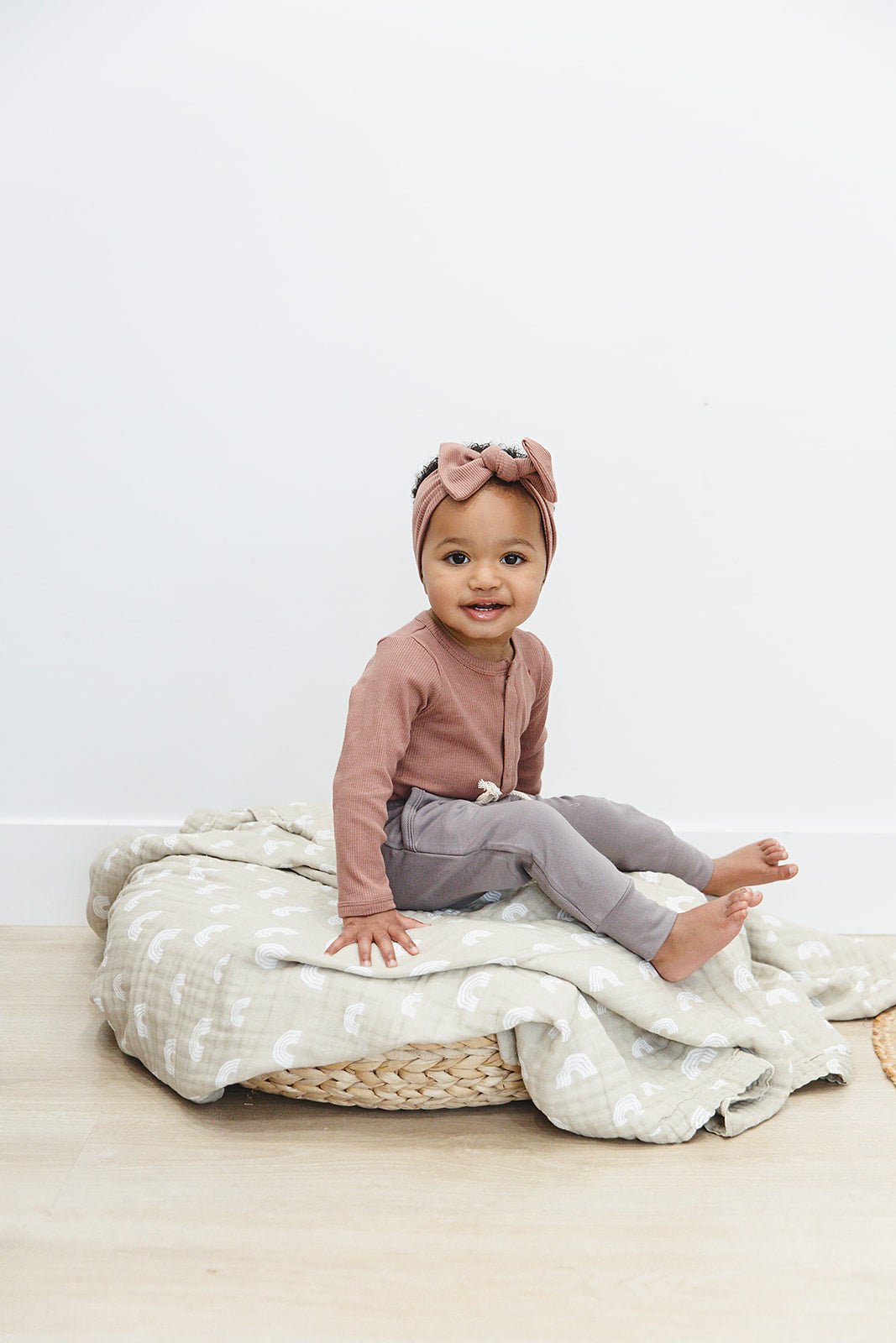 Mebie Baby Dusty Rose Organic Snap Long Sleeve Ribbed Bodysuit - 