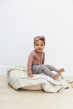 Mebie Baby Dusty Rose Organic Snap Long Sleeve Ribbed Bodysuit - 