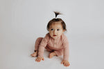 Three Little Tots Dusty Rose Pink Baby Ribbed Playsuit with pockets - 