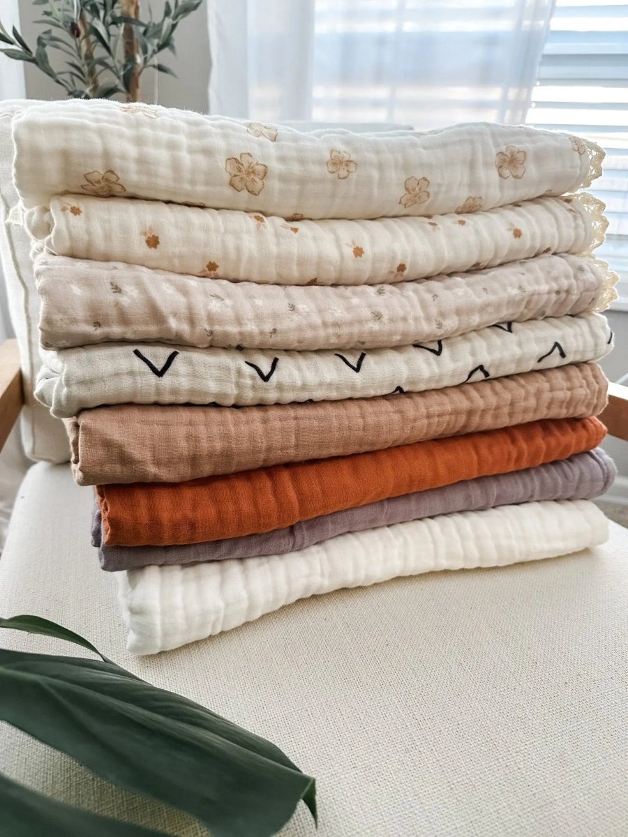 Harp Angel Boutique Dusty Violet Muslin Blanket with 6 Layers of Soft Cotton for Babies - 