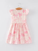 Rylee Faith Designs Easter Bow Print Flying Sleeve Girls Dress - 