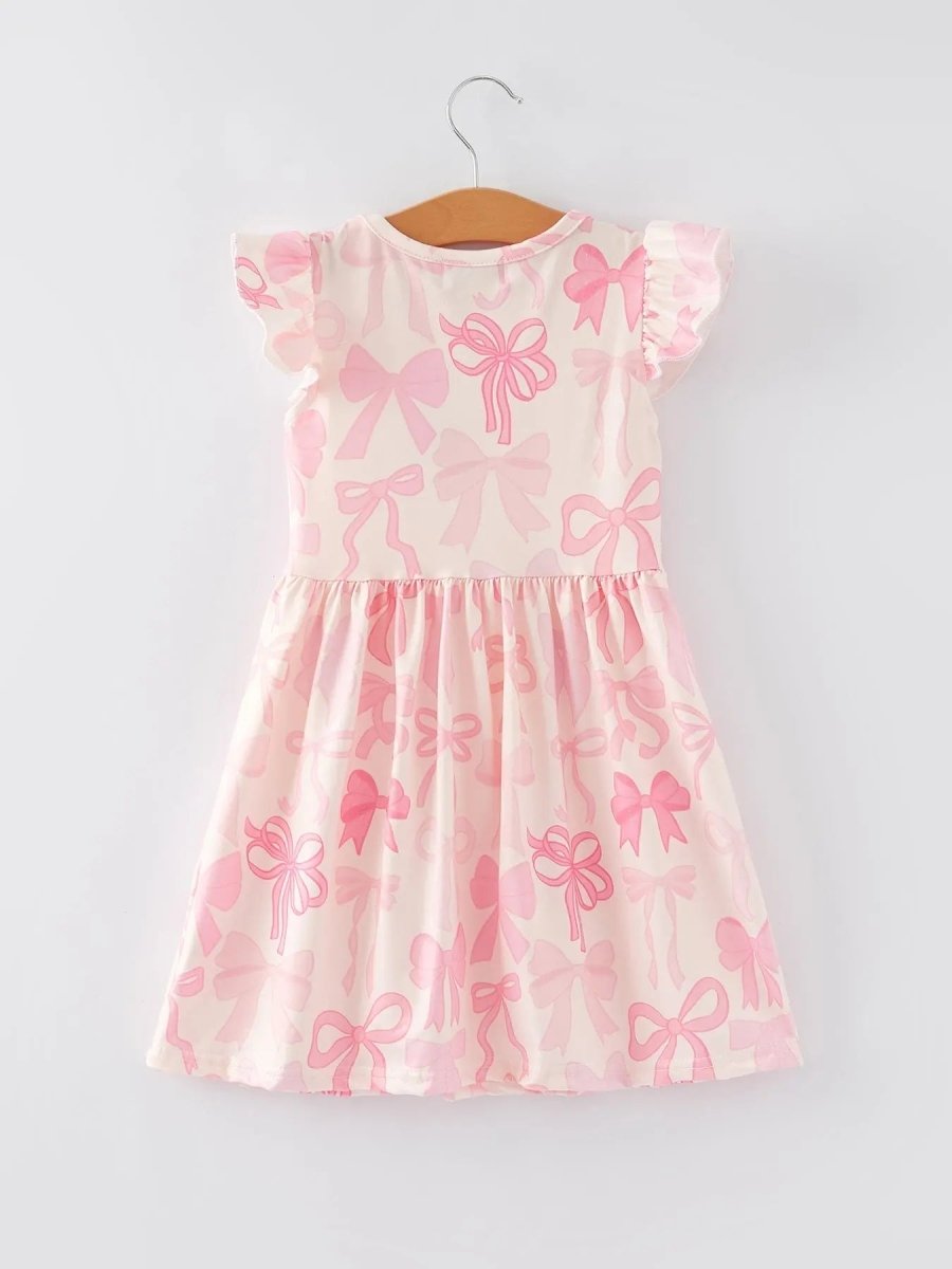 Rylee Faith Designs Easter Bow Print Flying Sleeve Girls Dress - 