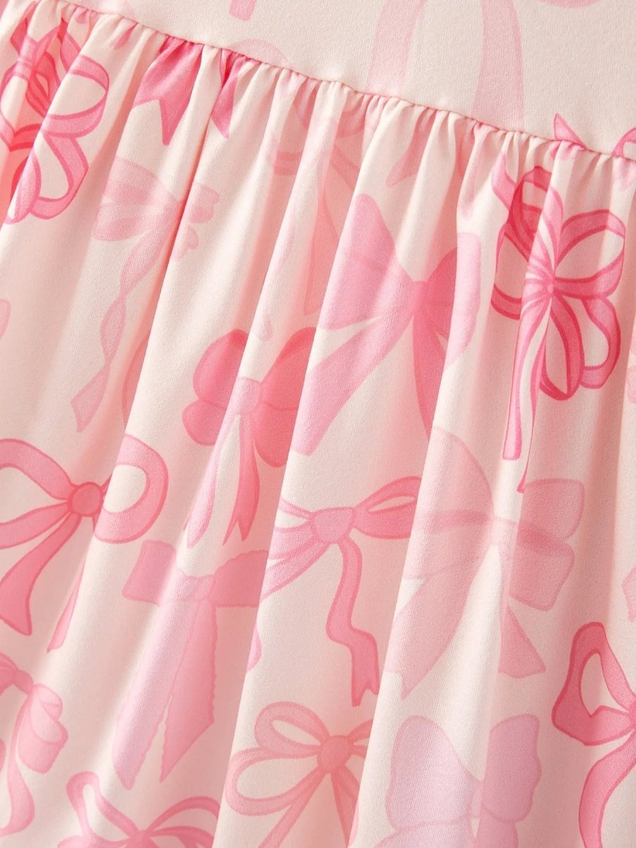 Rylee Faith Designs Easter Bow Print Flying Sleeve Girls Dress - 