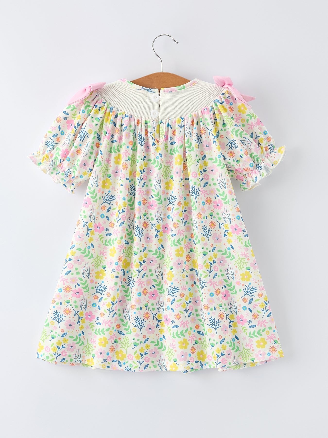 Rylee Faith Designs Easter Bunny Embroidered Pom - Pom Short - Sleeved Girls Dress - 