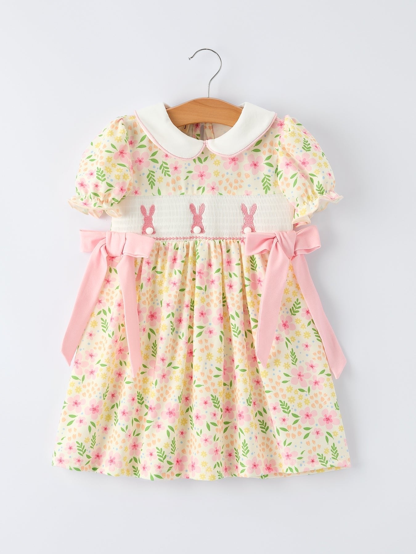 Rylee Faith Designs Easter Bunny Embroidery Smocking Cute Baby Girls Dress - 