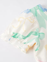 Rylee Faith Designs Easter Colorful Bow Print Puff Sleeve Girls Dress - 