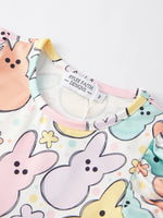 Rylee Faith Designs Easter Colorful Bunny Print Puff Sleeves Girls Dress - 