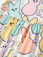 Rylee Faith Designs Easter Colorful Bunny Print Puff Sleeves Girls Dress - 