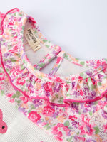 Rylee Faith Designs Easter Colorful Floral Bunny Embroidery Bow Ruffle Girl Dress - 