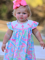 Rylee Faith Designs Easter Cross Smocking Embroidery Baby Girl Dress - 