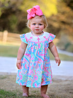 Easter Cross Smocking Embroidery Baby Girl Dress - Pink, Dress, Baby & Toddler Clothing, Smile, Child | Everetts Place